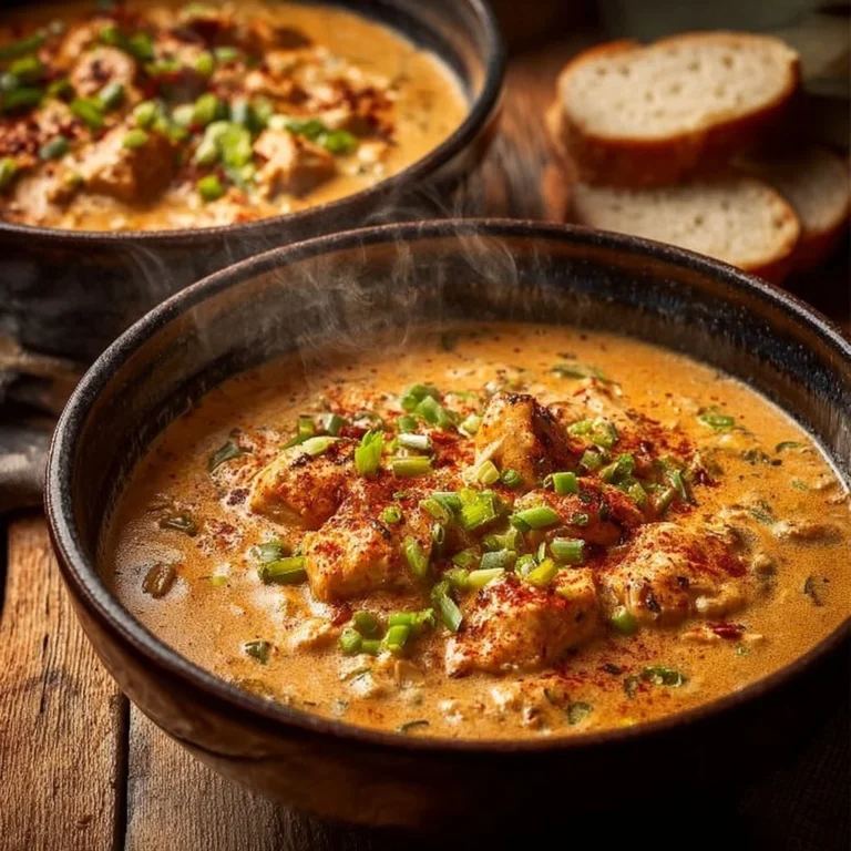 A serving of Authentic Chicken Étouffée garnished with herbs in a bowl.