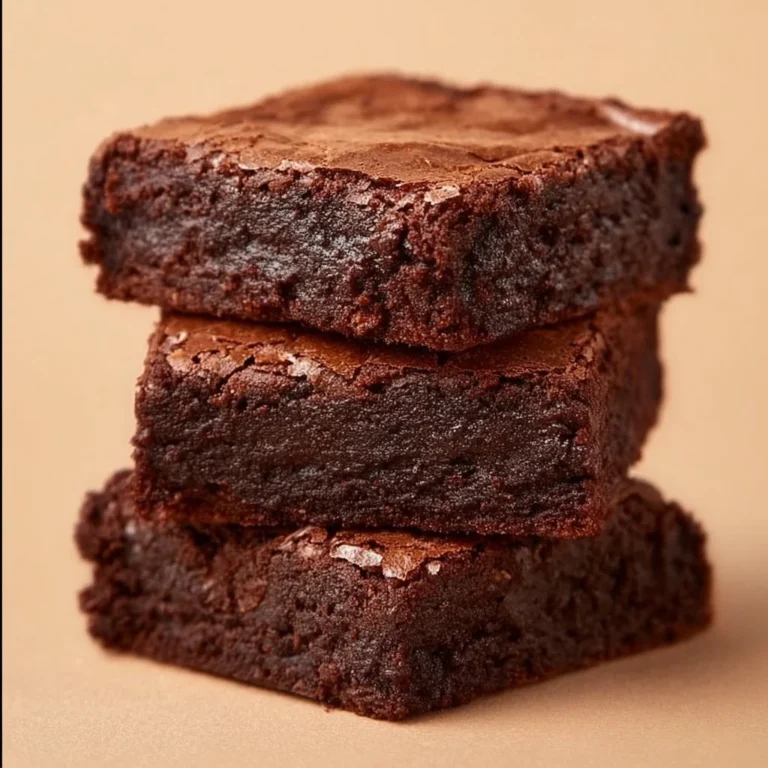 Delicious homemade brownies on a plate with chocolate drizzle.