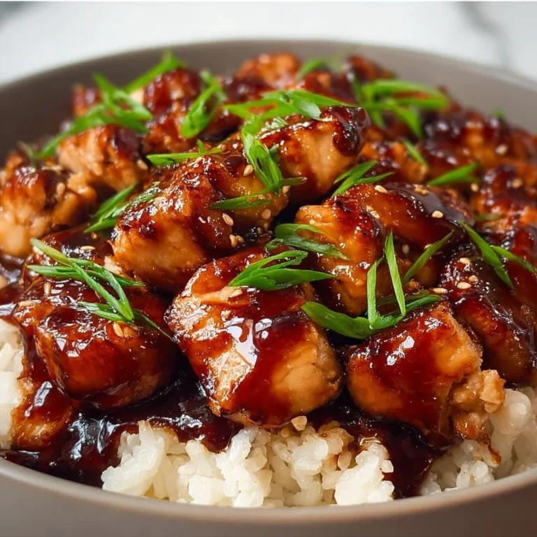 Honey BBQ Chicken served over rice with garnishes