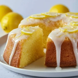 Slice of Italian lemon pound cake with lemon zest decoration
