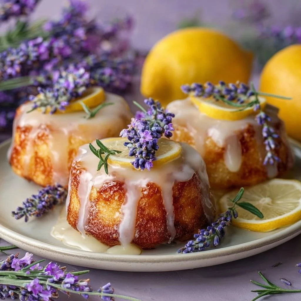 Mini Lemon Cakes With Lavender Glaze