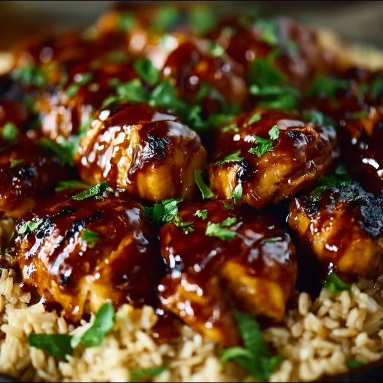 One-Pan Honey BBQ Chicken served with rice